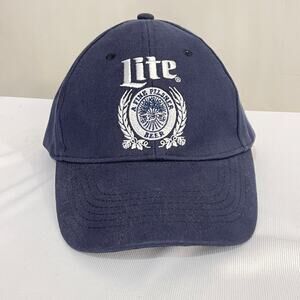 Miller Lite Beer Snapback Cap Navy Blue Vintage Embroidered 90's Y2K Milwaukee